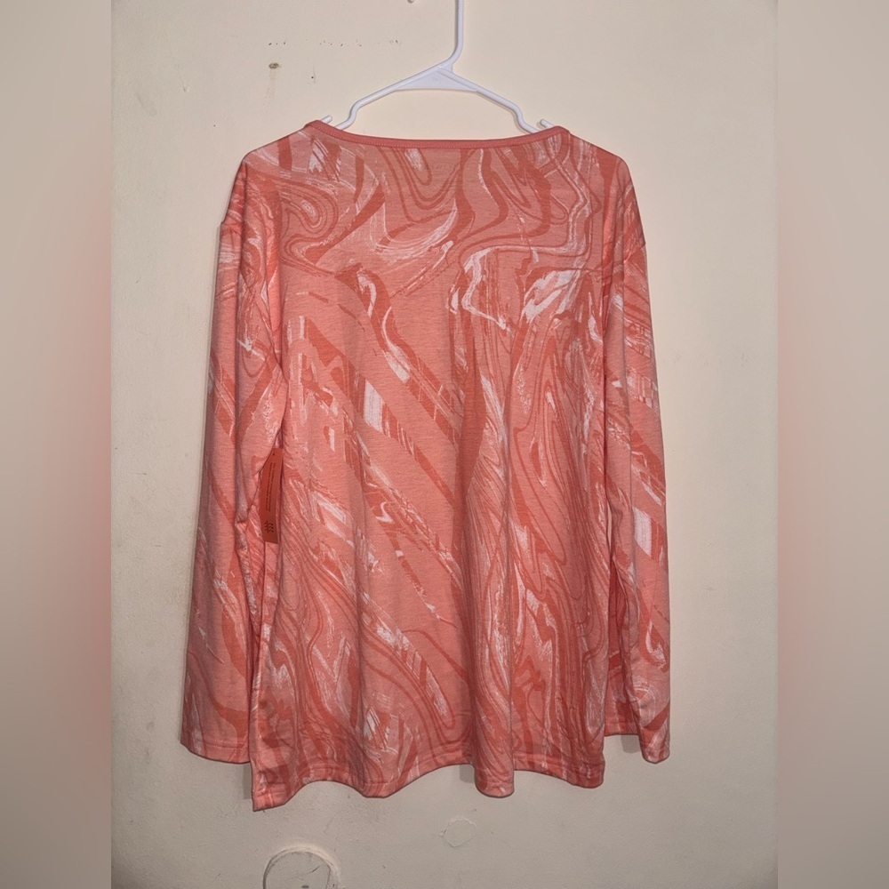 Uncover pink long-sleeved round-neck blouse, Size L - Picture 5 of 10